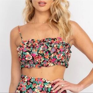 NWT Resa Lucy top in Casablanca Size Small S Floral Tropical Black Pink